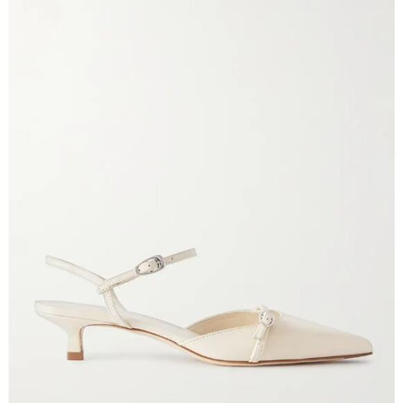 Aeyde Melia Leather Point-Toe Pumps - US 7 Cream - Picture 1 of 4